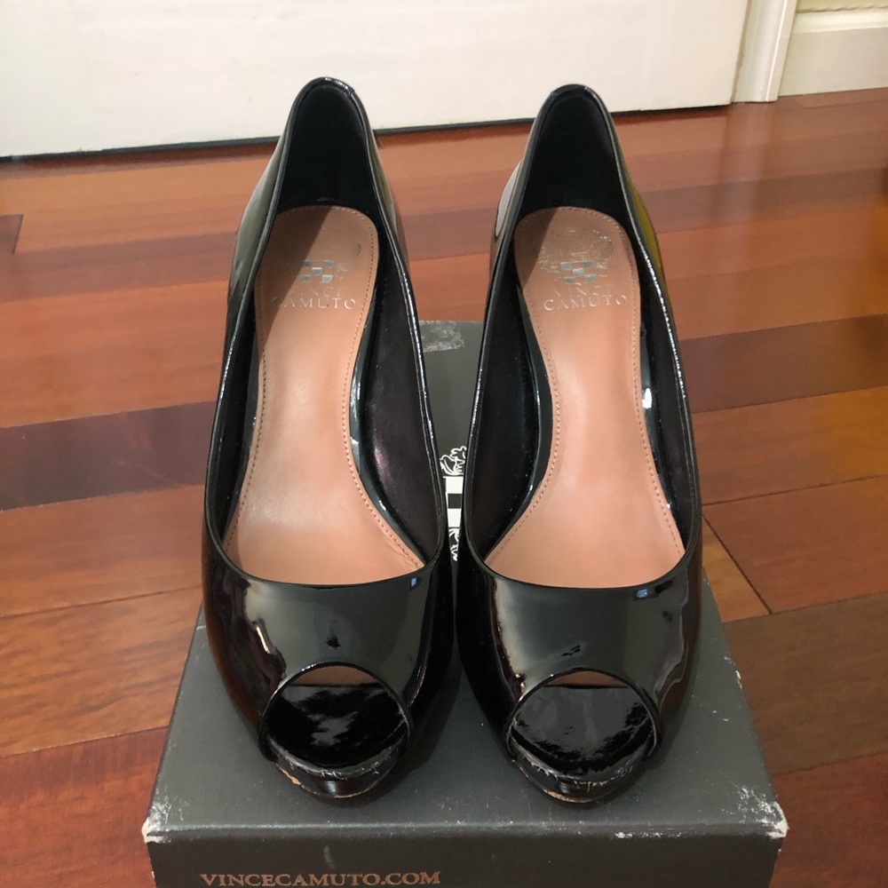 Vince Camuto Patent Leather Peep Toe Pump